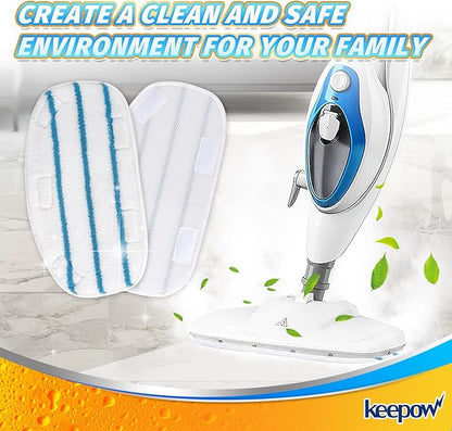KEEPOW Steam Mop Pads Compatible with PurSteam ThermaPro 10-in-1 Steam Mop and ThermaPro 211 Steam Cleaner, Reusable Pur Steam Mop Replacement Pads for Multi-Surface Floor Cleaner (8 Pack)