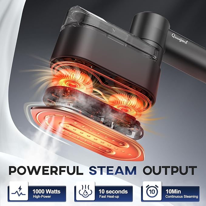 Travel Steamer for Clothes Small Iron - 1000W Portable Steamer & Mini Iron,10s Fast Heat, Handheld Mini Steamer with 8FT Cord, Foldable Handle, Travel, College Dorm & Home Essentials (Grey)