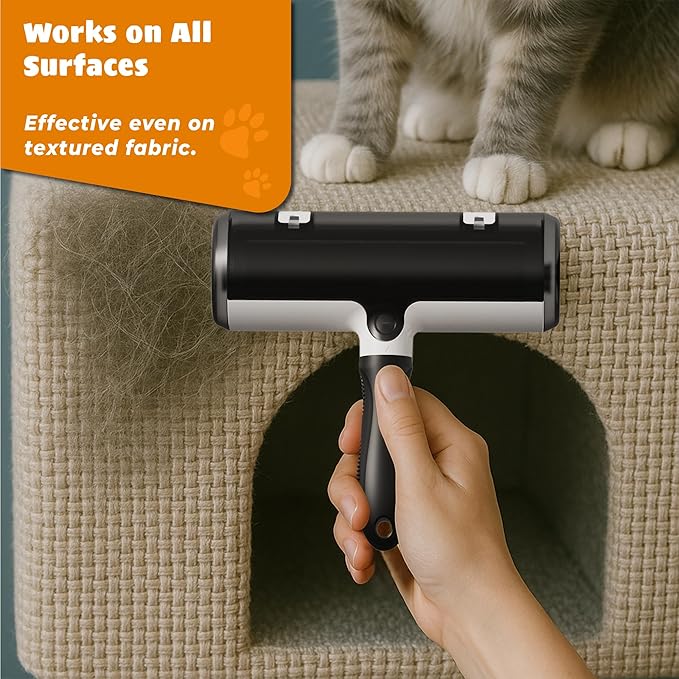 Pet Hair Remover and Reusable Lint Roller - Cat and Dog Hair Remover for Couch, Furniture, Carpet, Clothing and Bedding - Portable, Multi-Surface Fur Removal Tool (Gray)