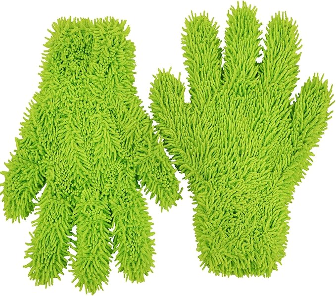 Microfiber Dusting Glove for Kitchen and Home by Scrub-it - Car, Furniture & Window Cleaning Gloves - Cuts Through Dirt Without Using Chemicals - Perfect for Stainless Steel Dusting -2 Pack (Green)
