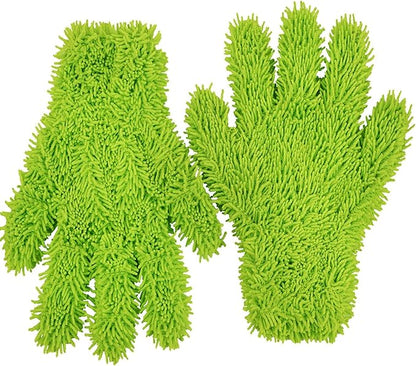 Microfiber Dusting Glove for Kitchen and Home by Scrub-it - Car, Furniture & Window Cleaning Gloves - Cuts Through Dirt Without Using Chemicals - Perfect for Stainless Steel Dusting -2 Pack (Green)