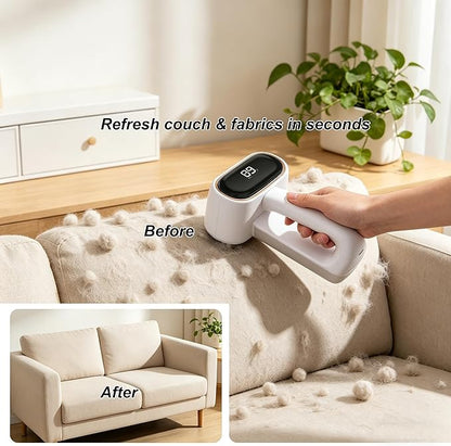 Fabric Shaver Lint Removers Rechargeable Sweater Shaver with Dual Head & LCD Display for Clothes Couch Pilling Furniture, 6-Leaf Blades Defuzzer, White, 1 Piece.