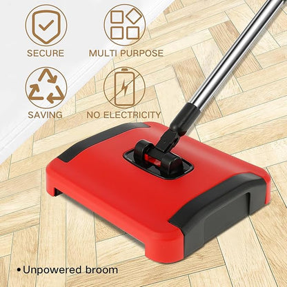 Push Carpet Sweeper, Carpet Floor Sweeper, Manual Carpet Sweeper Cleaner, Non Electric Carpet Broom Sweeper, Rug Roller Brush Push, Rug Cleaner Brush for Cleaning Pet Hair Loose Debris Lint