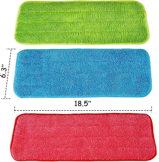 Microfiber Replacement Mop Pads, 18" x 6" Wet & Dry Home & Commercial Cleaning Refills, Colorful Reusable Floor Mop Pads, Washable Floor Cleaning Pads, 6 Pack