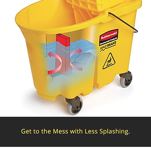 Rubbermaid Commercial WaveBrake 2.0 35 QT Down-Press Mop Bucket and Wringer, Blue, Heavy Duty Mopping/Cleaning for Professional/Janitorial Use