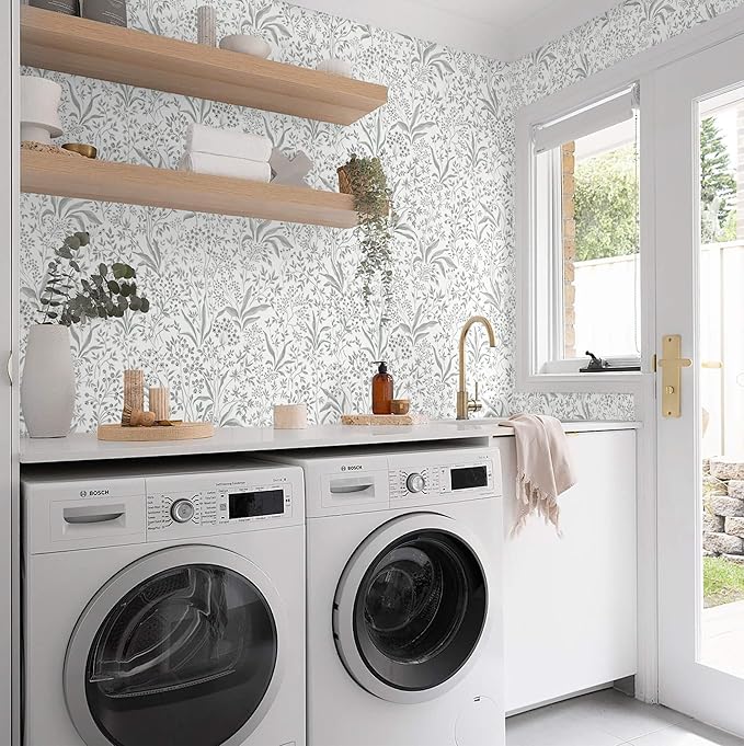 Heroad Peel and Stick Wallpaper Boho Floral Contact Paper 17.3''x393'' Leaf Wall Paper Removable Self Adehsive Wallpaper for Cabinets Drawers Bedroom Kitchen Bathroom Waterproof Decor Vinyl Roll