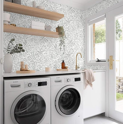 Heroad Peel and Stick Wallpaper Boho Floral Contact Paper 17.3''x393'' Leaf Wall Paper Removable Self Adehsive Wallpaper for Cabinets Drawers Bedroom Kitchen Bathroom Waterproof Decor Vinyl Roll
