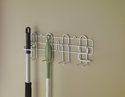 ClosetMaid 3462 Broom & Mop Holder for Wall or Door Mount, Durable White Metal Steel