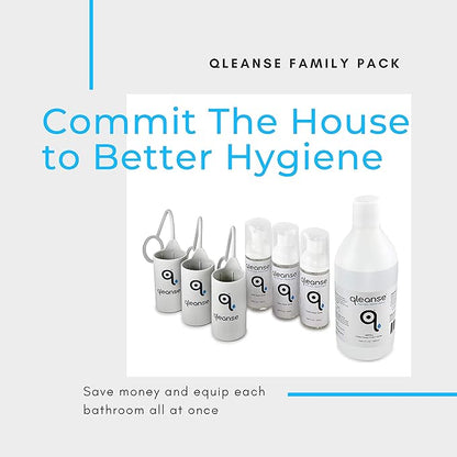 Qleanse Toilet Paper Foam Spray and Caddy (Family Pack)
