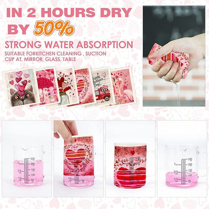 Morigins Valentine's Day Swedish Kitchen Dishcloths Reusable Dish Towels Absorbent and Fast Dry Cleaning Cloths for Kitchen Cleaning Wipes 6 Pieces