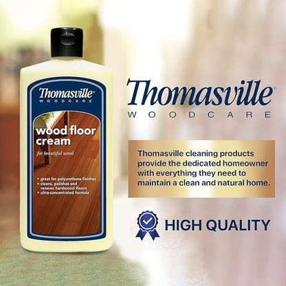 Thomasville WOOD FLOOR CREAM - Multisurface Wood Cleaner and Polish Furniture Quick Shine Restorer Protector Kitchen Cabinets Surface Cleaner House Cleaning Supplies Home Improvement - 16 Oz