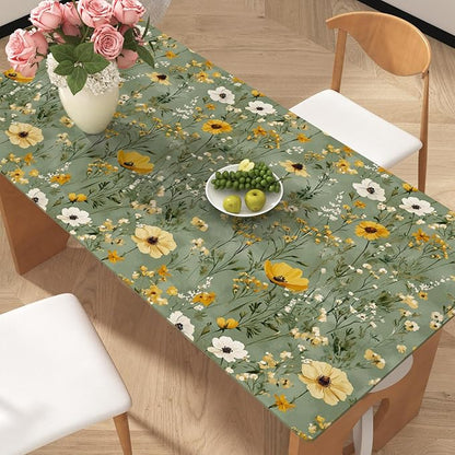 Laatse Vintage Daisy Wallpaper Peel and Stick, Green Yellow Floral Contact Paper, Botanical Wall Paper Self Adhesive Removable Waterproof for Bathroom Bedroom Shelf Cabinet Drawer Table 17.5" x 118"