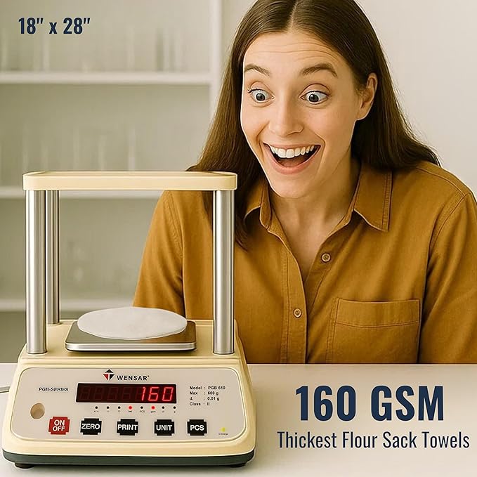 Flour Sack Towels 18” x 28” – Pack of 12 Cotton Kitchen Towels, Dish Towels and Tea Towels for Embroidery, Thick Absorbent for Baking & Bread Proofing - Natural
