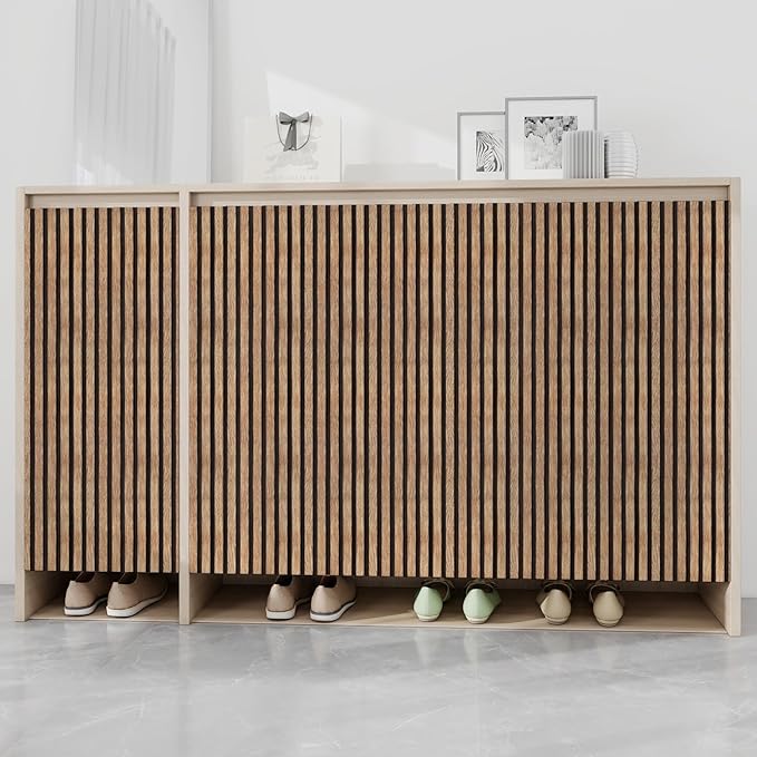 Yun-aeon Natural Wood Peel and Stick Wallpaper Wood Slats - 17.3"x 120" Tan Self-Adhesive Waterproof Vinyl Removable Wall Paper for Wall Decor Bedroom