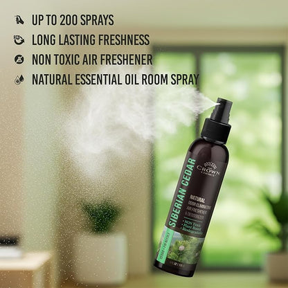 Non-Toxic Odor Eliminator,Natural Cedar Air Freshener Spray for Clothes Storage & Moth Repellent, Closet & Couch Deodorizer,Long Lasting Bathroom & Toilet Freshener,Safe for Kids & Pets,2PK, 4 Oz each