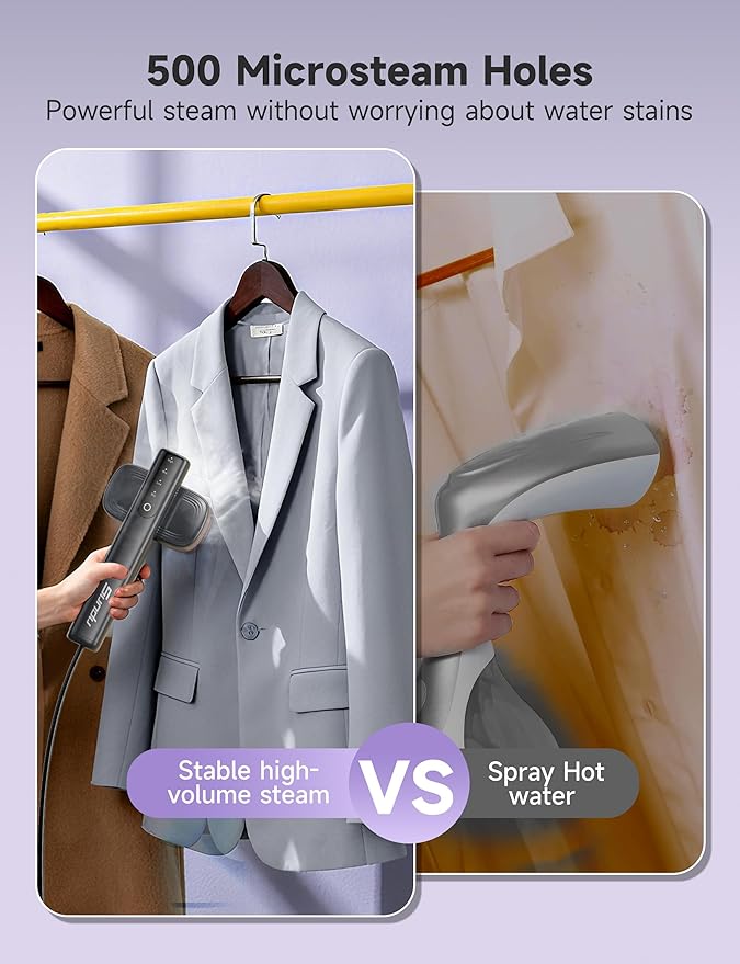Steamer for Clothes,1200W Powerful Portable Steamer Iron,15s Fast Heat-up,100ml Tank,20 Min Continuous Steam, Wrinkle Remover for Travel, Home, Office(Grayish purple)