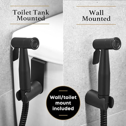 Purrfectzone Black Bidet Sprayer for Toilet, Handheld Shower Kit, Easy-to-Install Toilet Handheld Set, Hand Held Stainless Steel with Adjustable Flow, Cloth Diaper Sprayer Shattaf