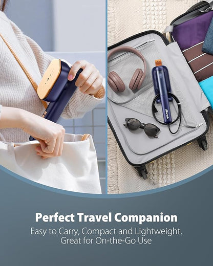 Smart Travel Steamer for Clothes, 100V-240V Portable Iron, 15s Fast Heat Up, 2 in 1 Steamer & Iron, LED Display, 100ml Large Water Tank, Compact Travel Size Ideal for Worldwide & European Use