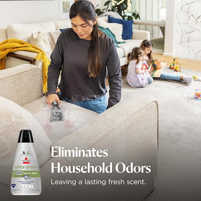 Bissell Little Green Spot & Stain Cleaning Solution with OXY and StainProtect, for All Leading Portable Carpet & Upholstery Deep Cleaners, Instantly & Permanently Removes Stains, 2038G, 32oz
