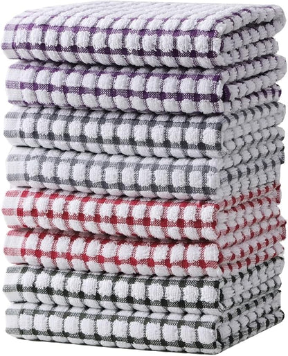 Oeleky Dish Towels for Kitchen, Cotton Kitchen Towels for Drying Dishes Pack of 8 (Multi C, 15X26 inches)