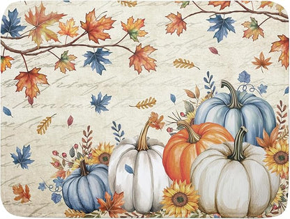 Fall Pumpkin Dish Drying Mat for Kitchen Counter 18x24 Inch Vintage Autumn Thanksgiving Absorbent Reversible Microfiber Dish Drainer Rack Mats Countertops Protector Mat