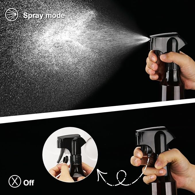 Plastic Spray Bottles 12oz Continuous Spray Bottle Mist Spraying Heavy Duty Empty Water Spray Bottles for Hair, Cleaning Solutions, Plants，Essential Oils (Brown-1pcs)