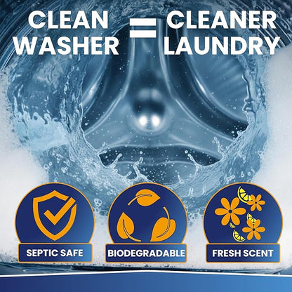 REVIV Washing Machine Cleaner Tablets – HE Compatible Descaler, 24 Count (12-Month Supply) – Septic-Safe for Front & Top Load Washers