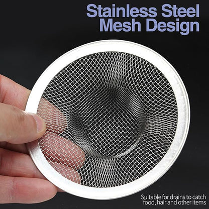 Piutouyar 2 Pack Stainless Steel Kitchen Sink Strainer, 3.5 Inch Diameter Mesh Basket Large Round Filter Kitchen Drain Strainer Food Catcher for Bathroom Bathtub Wash Basin Garbage