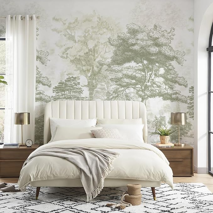 Zeeko Vintage Forest Wall Murals Peel and Stick 144" W x 100" H Canvas Waterproof Tree Self-Adhesive Wallpaper Large Nature Landscape Art Deco for Bedroom