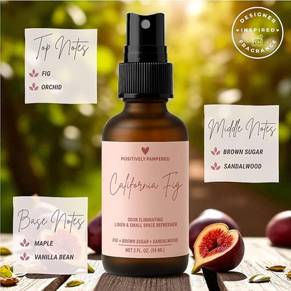 California Fig Luxury Small Space Air & Linen Freshener Spray - Fig + Brown Sugar + Sandalwood - Designer-Inspired Home Fragrance - Non Toxic Room Spray + Odor Eliminator - 2 oz Travel Size