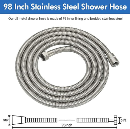 RUMOSE 98 inches Shower Hose Shower Head Extension Hose Extra Long Stainless Steel Shower Tube Attachment Flexible Handheld Shower Sprayer Hose, Brushed Nickel