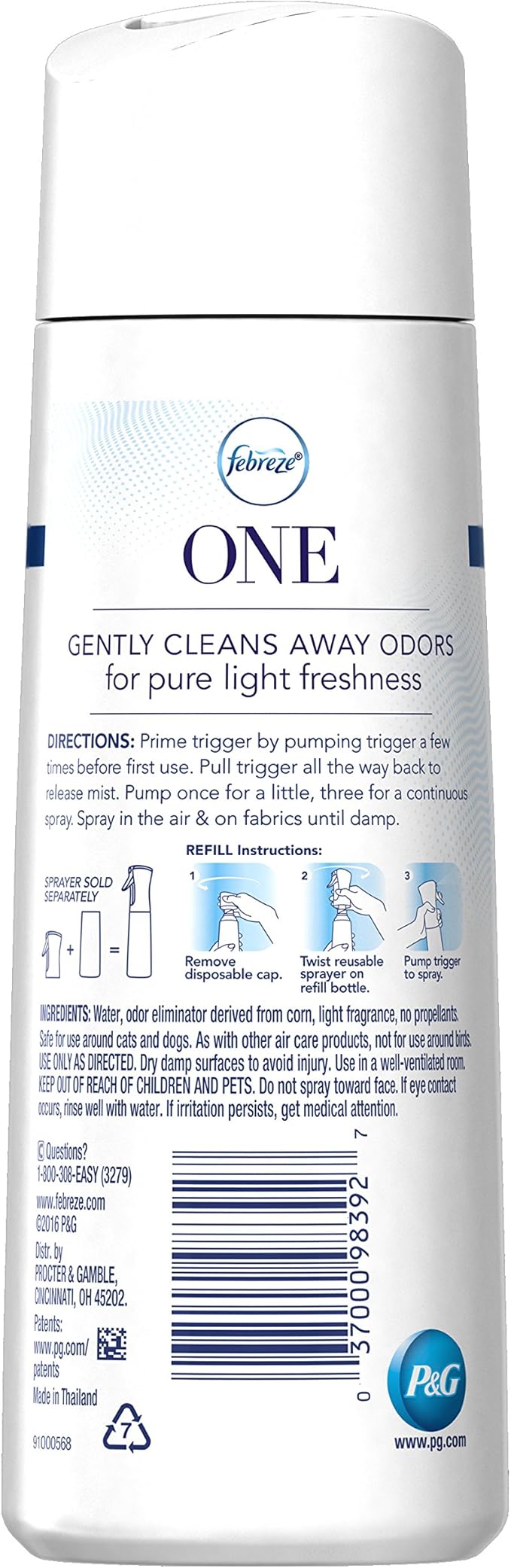 Febreze One Fabric and Air Mist Refill, Mandarin Scent, 10.1 Ounce