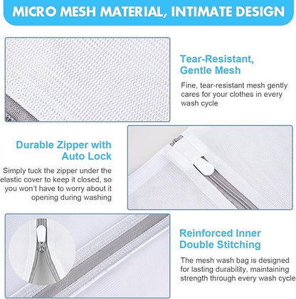 Mesh Laundry Bags for Delicates, 3 Pack Laundry Bags Mesh Wash Bags in 3 Sizes(1 Large, 1 Medium, 1 Small), Durable and Gentle Lingerie Bags for Washing Delicates, Garment Bag for Washing Machine