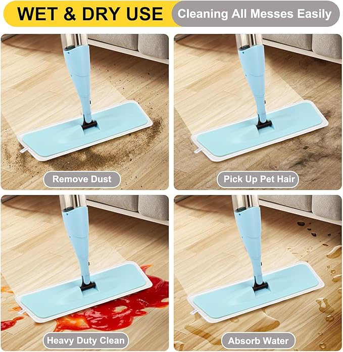 3 Pack 16.5 inch Reusable Mop Pads Microfiber Spray Mop Replacement Heads for Wet/Dry Mops Compatible with Bona Floor Care System (Multicolor )
