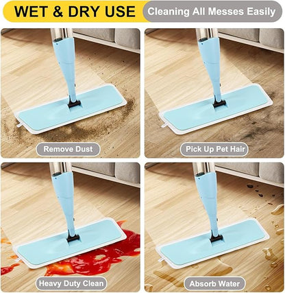 3 Pack 16.5 inch Reusable Mop Pads Microfiber Spray Mop Replacement Heads for Wet/Dry Mops Compatible with Bona Floor Care System (Multicolor )