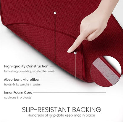 Bellemain XL Dish Mat 24" x 17" ( LARGEST MAT ) Microfiber Dish Drying Mat , Super absorbent ( Red )
