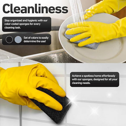 6-Pack Silicone Kitchen Scrubbing Sponges, Heavy-Duty, Non-Scratch Kitchen Sponges | Reusable, Odor-Free, Multipurpose Cleaning Sponge for Kitchen, Bathroom, Dishes, Non-Stick Cookware, Countertops