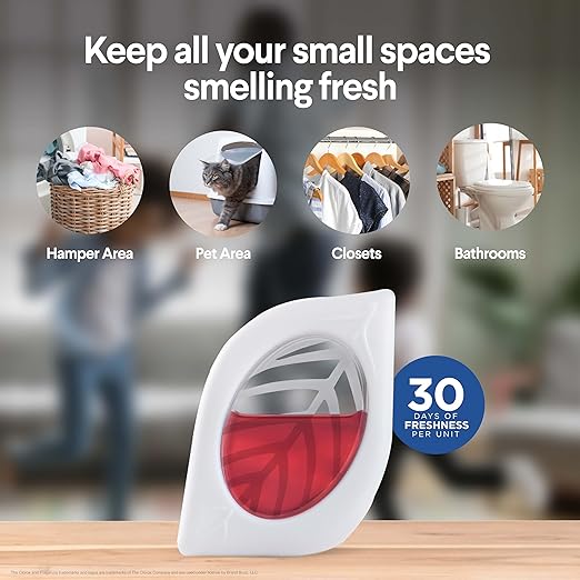 Clorox Fraganzia Small Rooms Air Freshener, Cherry Burst Scent - Peel & Place Air Freshener, No-Plug, Battery-Free for Closets, Laundry Room, Entry Way, Bathroom, Locker, 0.25 Fl Oz Each, 2 Count