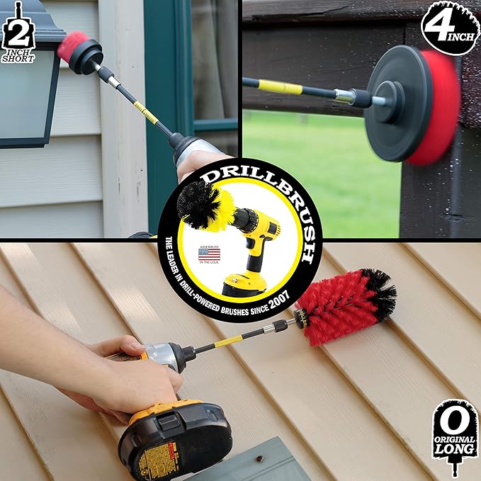 Drill Brush Power Scrubber by Useful Products - Multi Surface Cleaning Brush with Long Reach Extension - Rotary Tool Accessory Brush - Marble Cleaner Bit Brushes for Drill - Drill Brushes for Cleaning