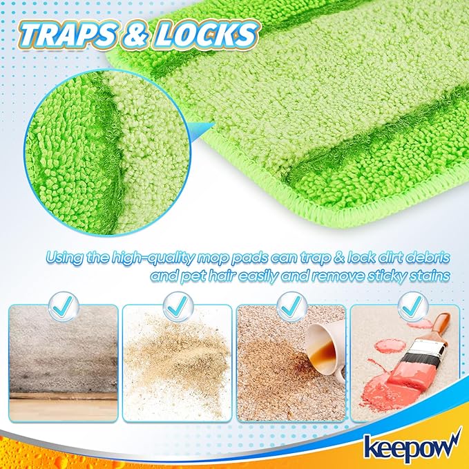 6 Pack Upgraded Spray Mop Refills for Libman Freedom Spray Mop, Washable Microfiber Spray Mop Replacement Head, 6 Count Reusable Mop Pads