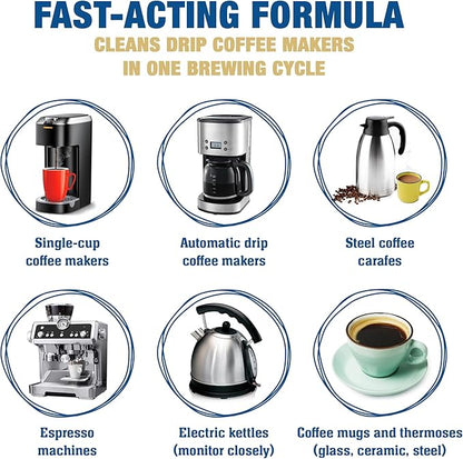 Bar Keepers Friend Coffee Maker Cleaner (2 x 12 oz) Removes Stains & Oily Residue from Espresso Machines, Carafes, Thermos, Drip Coffee Pots, Single-Cup Coffee Makers & More