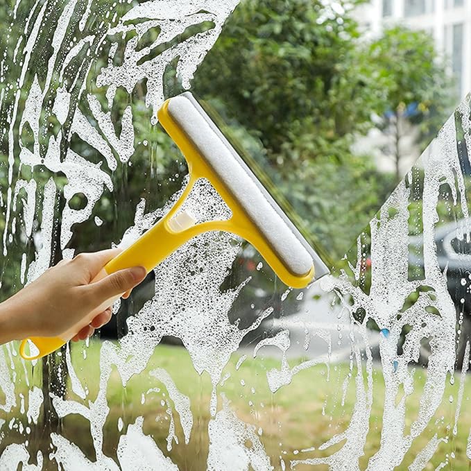 3 in 1 Spray Squeegee, WindowSqueegee with Spray 3 in 1 WindowSqueegee Cleaner, Spray WindowSqueegee Cleaner Tool with SprayBottle, for Car, Home, Kitchen Window (Yellow)