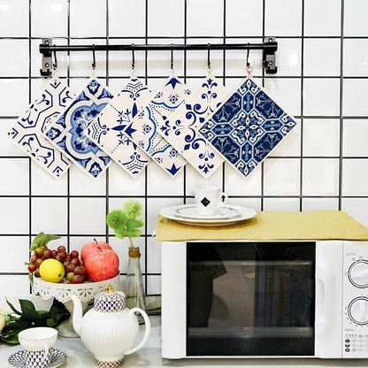 Morigins Swedish Dish Clothes Pack of 6, Reusable, Absorbent Hand Towels for Kitchen, Bathroom and Cleaning Counters - Blue Cellulose Sponge Cloth