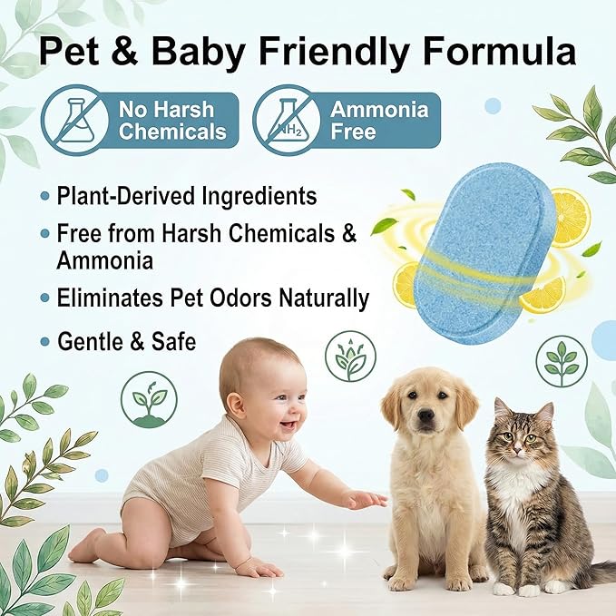 Floor Cleaning Tablets: 1 Tab = 2l Pre-Measured Solution, Streak-Free & Non-sticky for Barefoot Clean, Protects & Shines All Floors, Zero-Plastic & Space-Saving, For Mops & Robot Vacuums (2set)