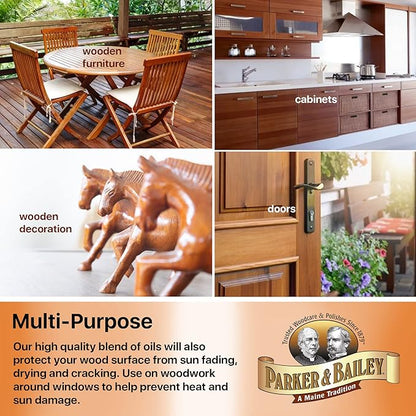 Parker & Bailey Orange Oil Polish, Natural Orange Scented Furniture Cleaner & Wood Table Cleaner, Cleans, Renews & Restores a Finish for Wood, Protects from Drying or Cracking, Shiny Finish, 16 oz