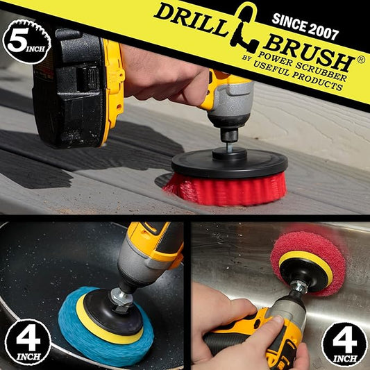 Drill Brush - Cleaning Supplies - Indoor - Bathroom Accessories - Tile - Grout Cleaner - Shower Cleaner - Bathtub - Bath Mat - Scrub Brush - Porcelain - Outdoor - Garden - Patio - Deck Brush - Granite