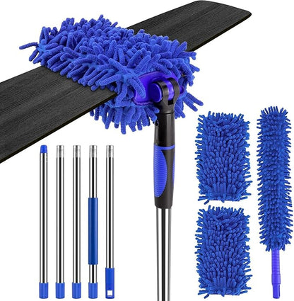 CALBEAU Ceiling Fan Cleaner Duster with 80" Extension Pole, Flexible and Washable Chenille Fan Duster for High Ceiling Fan Blades Light Fixtures Furnitures