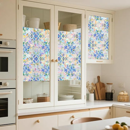 Rainbow Window Privacy Film,Heat Control,UV Blocking,Anti-Glare,Day & Night Privacy Protection & Decoration for Home, Bathroom,Glass Door,Static Cling,Renter-Friendly with Installation Tools