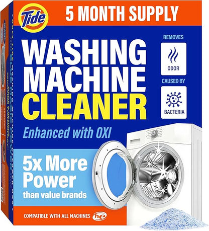 Washing Machine Cleaner by Tide, Washer Machine Cleaner with Oxi for Front and Top Loader Washer Machines, Deep Cleaning Residue & Odor Eliminator, 5 Month Supply (Packaging May Vary), Pack of 6