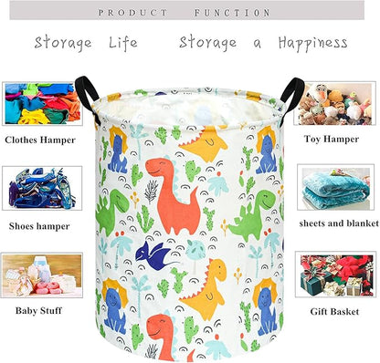 KUNRO Round Laundry Gift Basket Storage Hamper, Clothes Storage Organizer Bins, Shelf Basket with Handles for Room Decor